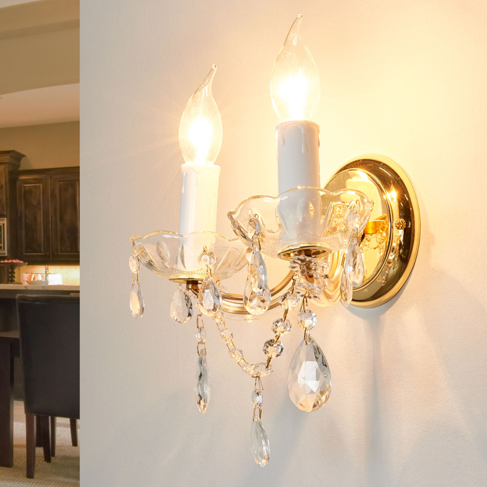 Wandlamp Marie Claire, kristalglas, 2-lamps